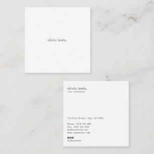 Modern Minimalist Editorial Typewriter-Style Square Business Card