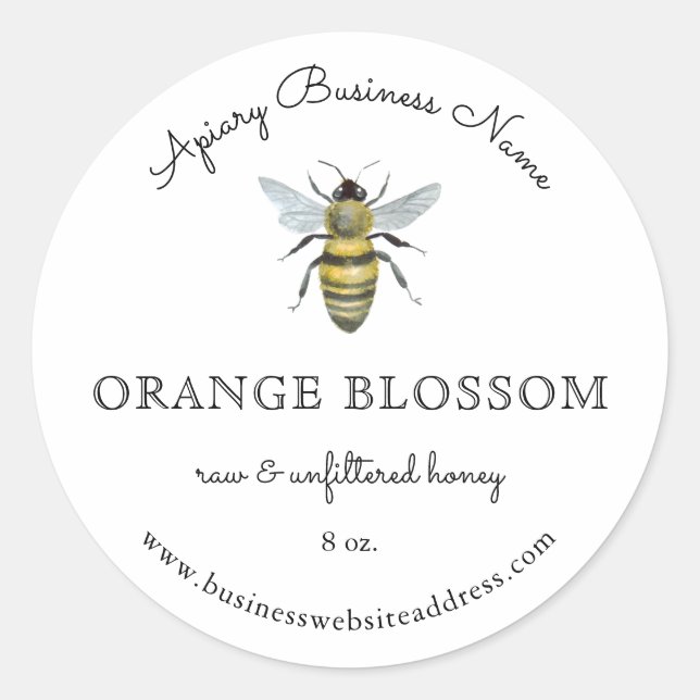 Modern Minimalist Elegant Bee Apiary Honey Label (Front)