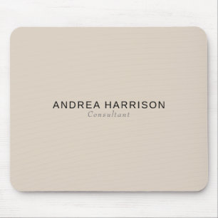 Modern Minimalist Elegant Beige Name Mouse Pad