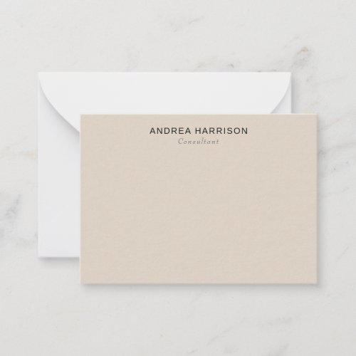 Modern Minimalist Elegant Beige Name Note Card