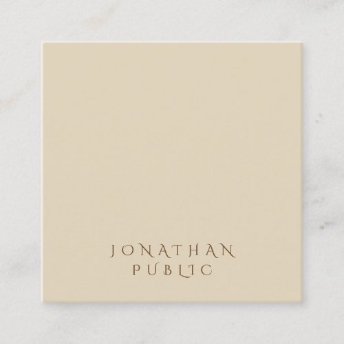 Modern Minimalist Elegant Beige Simple Template Square Business Card