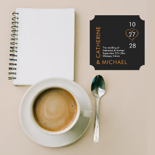 Modern Minimalist Elegant Black and Orange  Paper Coaster