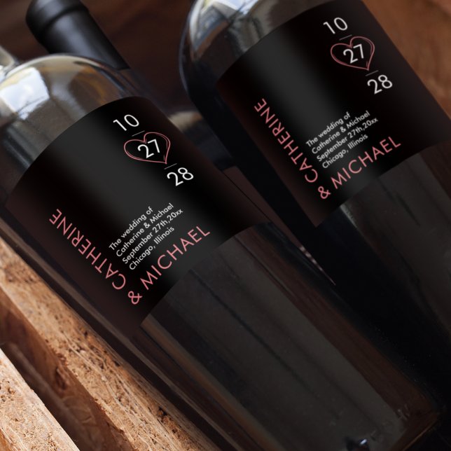 Modern Minimalist Elegant Black and Pink Wine Label (Creator Uploaded)