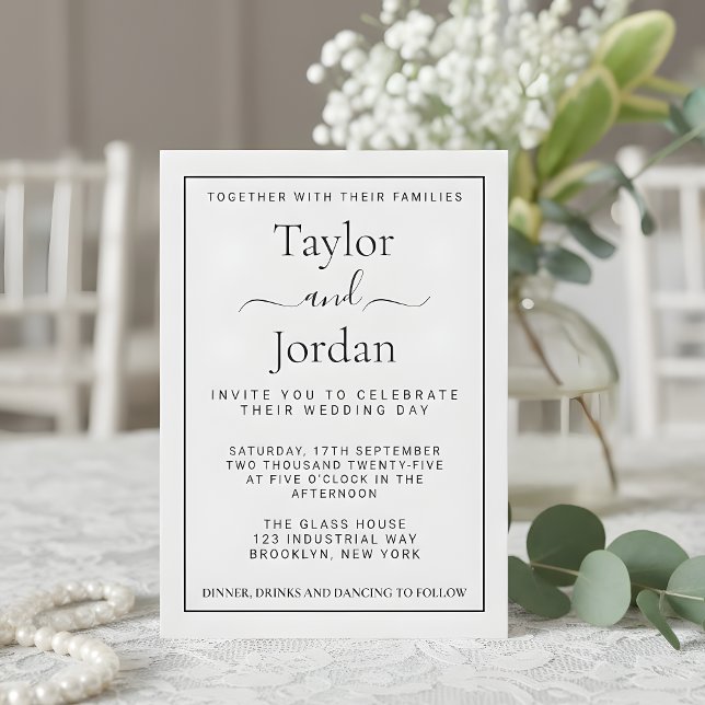 Modern Minimalist Elegant Black and White Script  Invitation (Creator Uploaded)