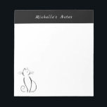 Modern Minimalist Elegant Black Cat  Notepad<br><div class="desc">Modern Minimalist elegant black cat notepad. Personalize this modern notepad with your name.</div>