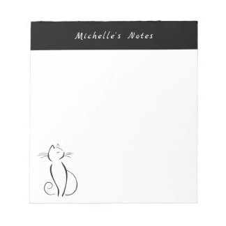 Modern Minimalist Elegant Black Cat Notepad
