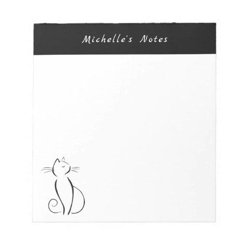 Modern Minimalist Elegant Black Cat  Notepad