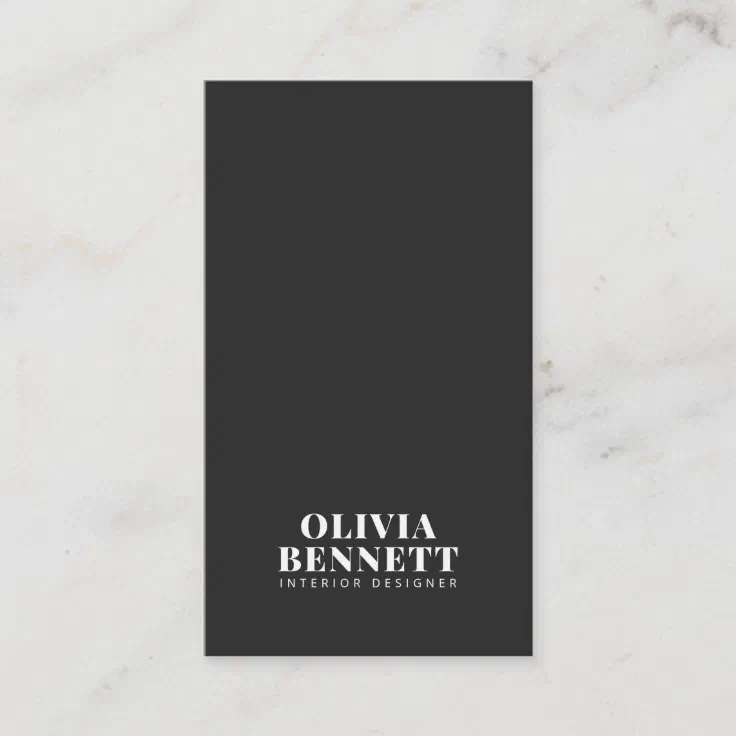 Modern minimalist elegant black interior designer business card | Zazzle