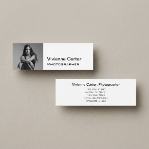 Modern Minimalist Elegant Black White Photography Mini Business Card