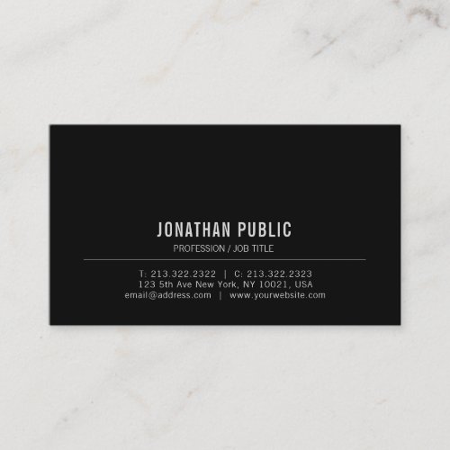 Modern Minimalist Elegant Black White Template Business Card