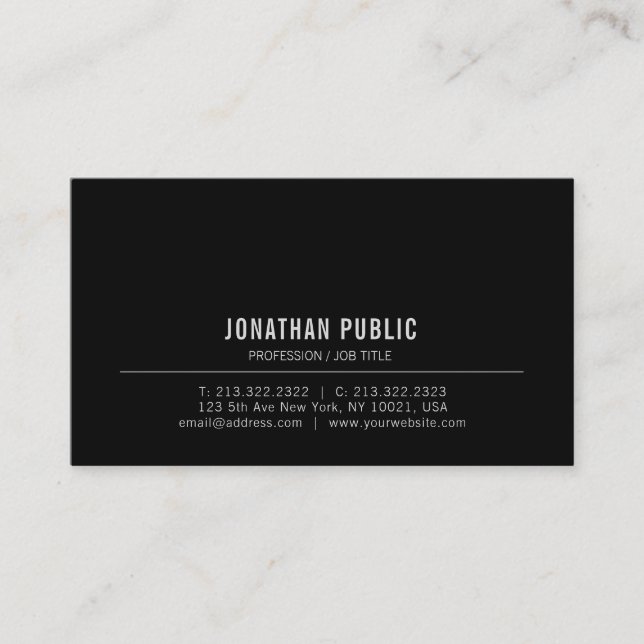 Modern Minimalist Elegant Black White Template Business Card (Front)