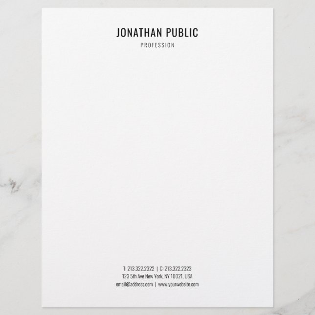 Modern Minimalist Elegant Black White Template Letterhead (Front)