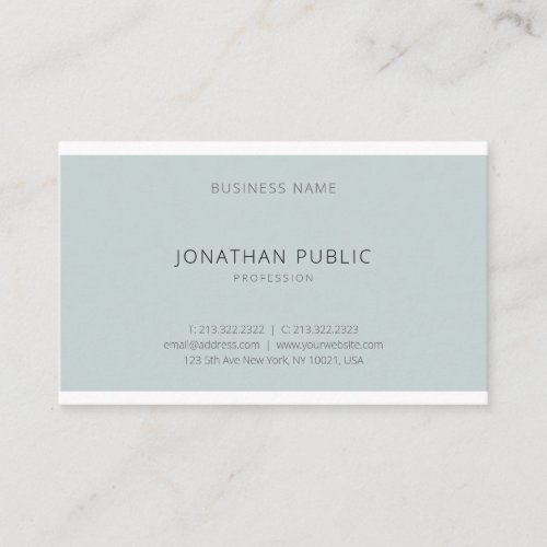 Modern Minimalist Elegant Blue Green Simple Trendy Business Card