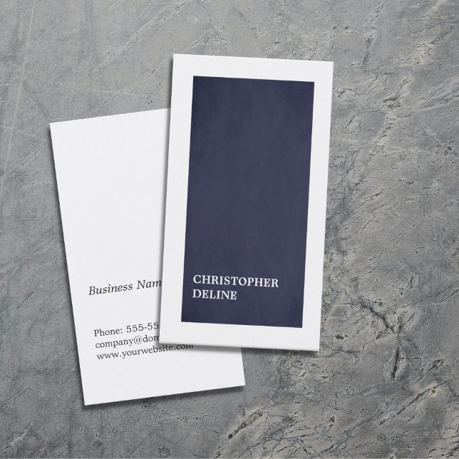 Modern Minimalist Elegant Blue White Consultant Business Card (Creator Uploaded)