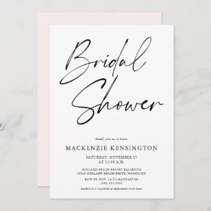 Modern Minimalist Elegant Blush Pink Bridal Shower Invitation