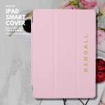 Modern Minimalist Elegant Blush Pink Monogrammed iPad Air Cover<br><div class="desc">Create your own iPad cover and protect your device in style.  Featuring a blush pink background and bold,  modern gold tone personalization.  Make it exclusively yours by personalising it with your name.  Perfect gift for a new graduate or busy mom!</div>