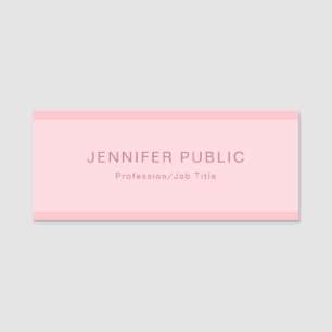 Modern Minimalist Elegant Blush Pink Simple Design Name Tag