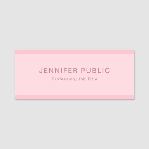 Modern Minimalist Elegant Blush Pink Simple Design Name Tag
