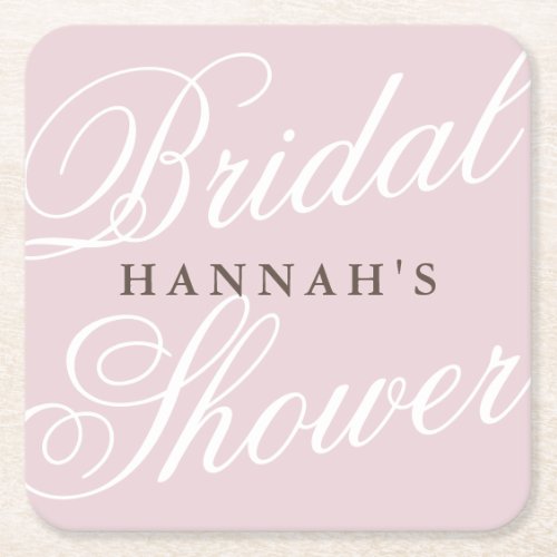 Modern Minimalist Elegant Bridal Shower Square Paper Coaster
