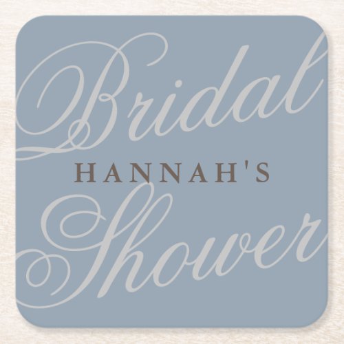 Modern Minimalist Elegant Bridal Shower Square  Sq Square Paper Coaster