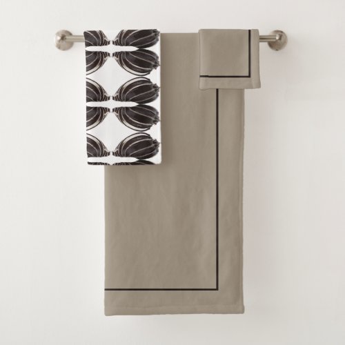 Modern minimalist elegant brown monochrome shell bath towel set