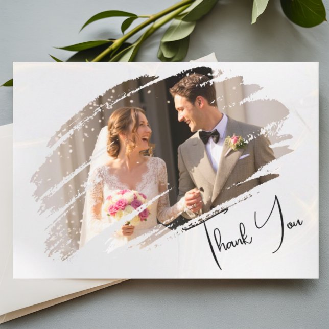 Modern Minimalist Elegant Brush Stroke Thank You Invitation (Creator Uploaded)
