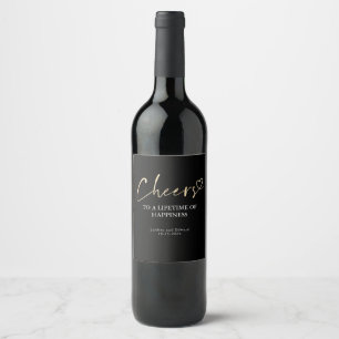 Modern Minimalist Elegant Cheers Wedding Wine Label
