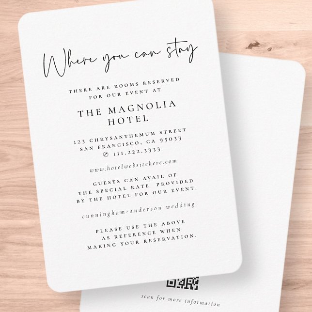 Modern Minimalist Elegant Chic Accommodation Enclosure Card (Creator Uploaded)