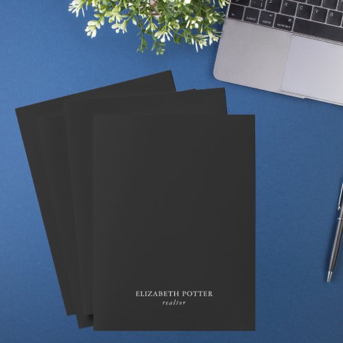 Modern Minimalist Elegant Chic Black &amp; White Pocket Folder