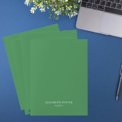 Modern Minimalist Elegant Chic Green & White Pocket Folder