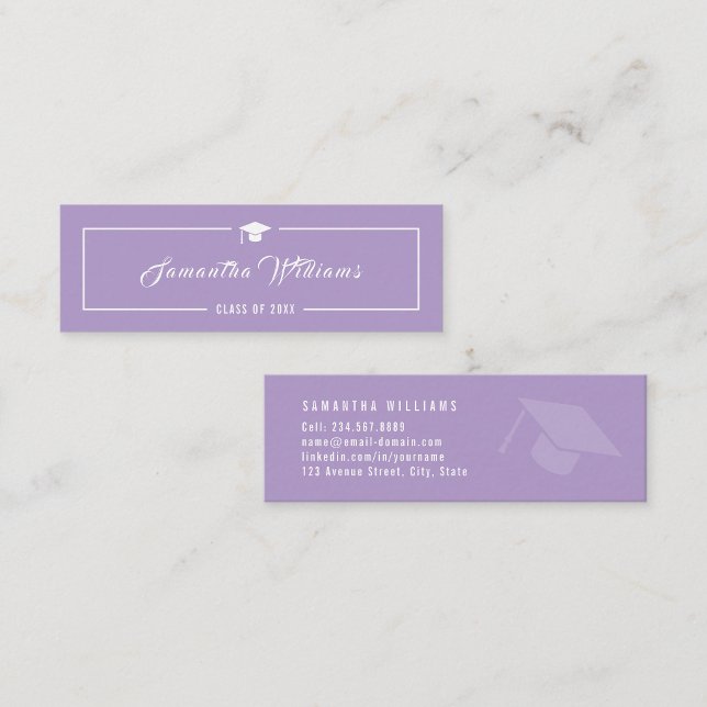 Modern Minimalist Elegant Chic Lavender Graduation Calling Card (Creator Uploaded)