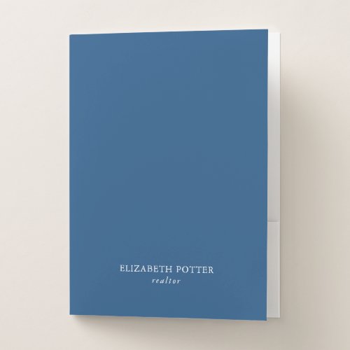 Modern Minimalist Elegant Chic Navy Blue &amp; White Pocket Folder