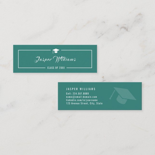 Modern Minimalist Elegant Chic Teal Graduation Calling Card (Creator Uploaded)