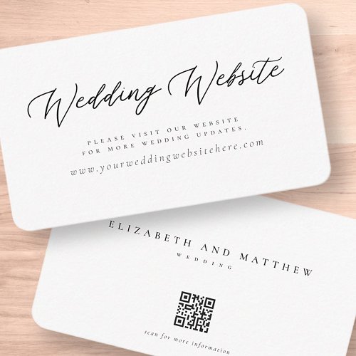Modern Minimalist Elegant Chic Wedding Website Enclosure Card