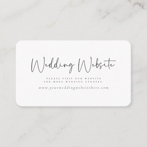 Modern Minimalist Elegant Chic Wedding Website Enclosure Card