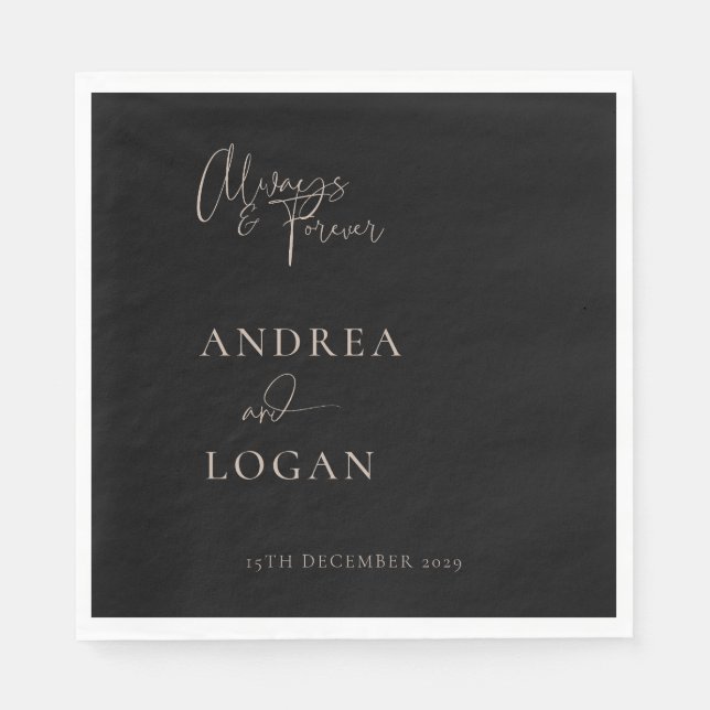 Modern Minimalist Elegant Classic Wedding Napkins (Front)
