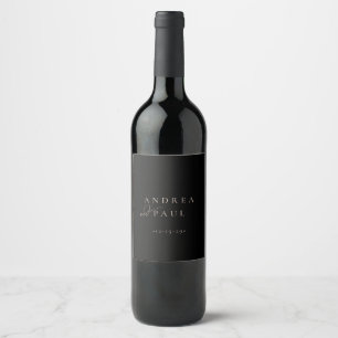 Modern Minimalist Elegant Classic Wedding Wine Label