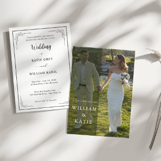 Modern Minimalist Elegant Clean Photo Wedding Invitation
