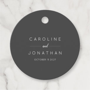 Modern Minimalist Elegant Custom Wedding Black Favor Tags