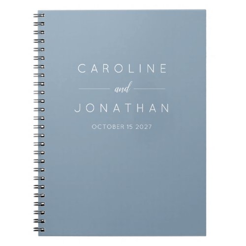 Modern Minimalist Elegant Custom Wedding Blue Notebook