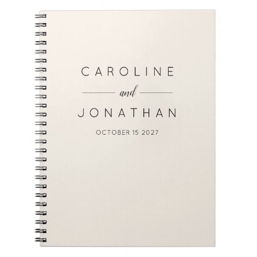 Modern Minimalist Elegant Custom Wedding Cream Notebook