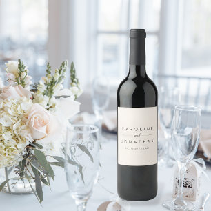 Modern Minimalist Elegant Custom Wedding Ivory Wine Label