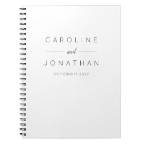Modern Minimalist Elegant Custom Wedding White Notebook