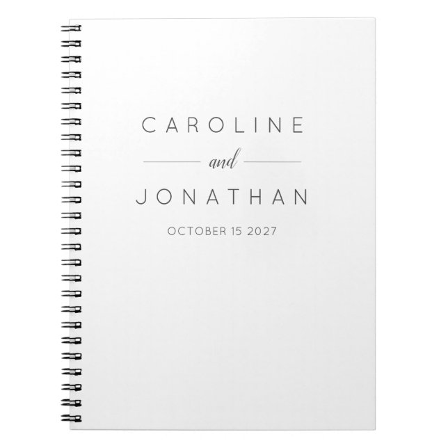 Modern Minimalist Elegant Custom Wedding White Notebook (Front)