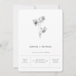 Modern Minimalist Elegant Daffodil Spring Wedding Invitation