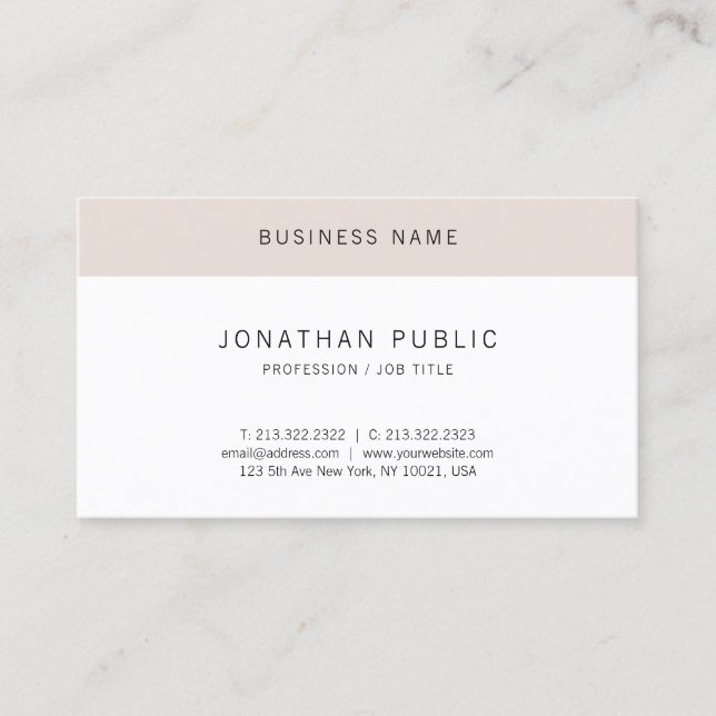Modern Minimalist Elegant Design Simple Template Business Card (Front)