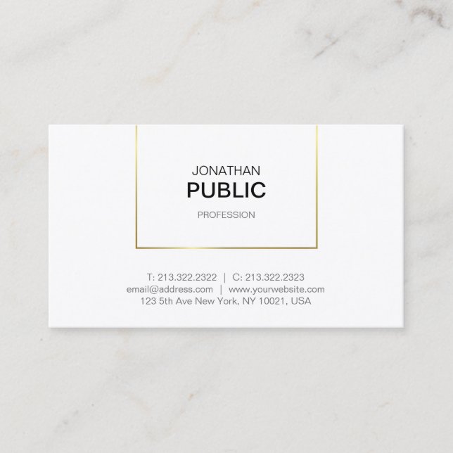 Modern Minimalist Elegant Design Trendy Gold Plain Business Card (Front)