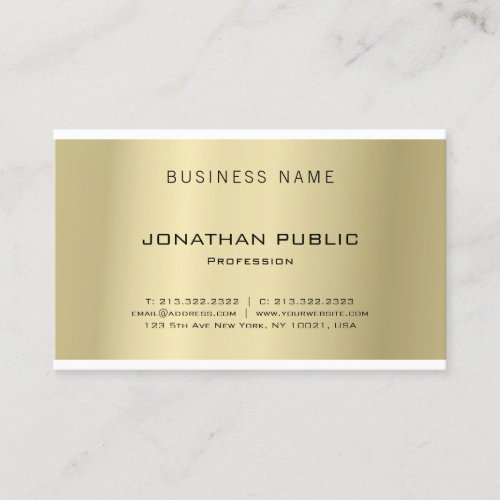 Modern Minimalist Elegant Design Trendy Gold Plain Business Card