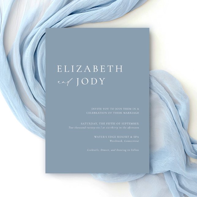 Modern Minimalist Elegant Dusty Blue Wedding  Invitation (Creator Uploaded)