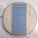 Modern Minimalist Elegant Dusty Blue Wedding Menu<br><div class="desc">Dusty Blue Wedding Menus – This dusty blue wedding menu combines elegant handwritten script with clean, simple typography for a fresh, contemporary look. The word “Menu” appears in a stylish modern script, balanced by a minimalist layout that beautifully showcases your meal selections. Perfect for couples who love elegant, modern wedding...</div>